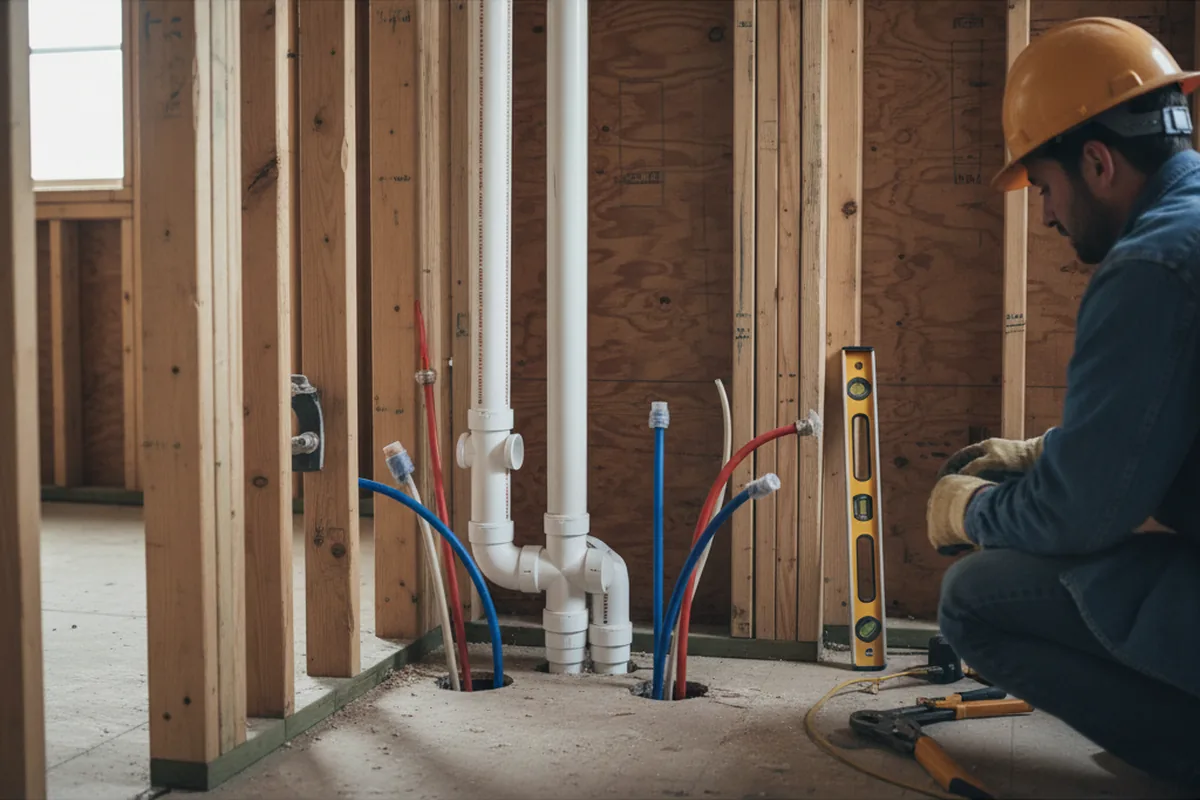 Drain and supply rough-in during Toilet Repair and Installation in Hunt