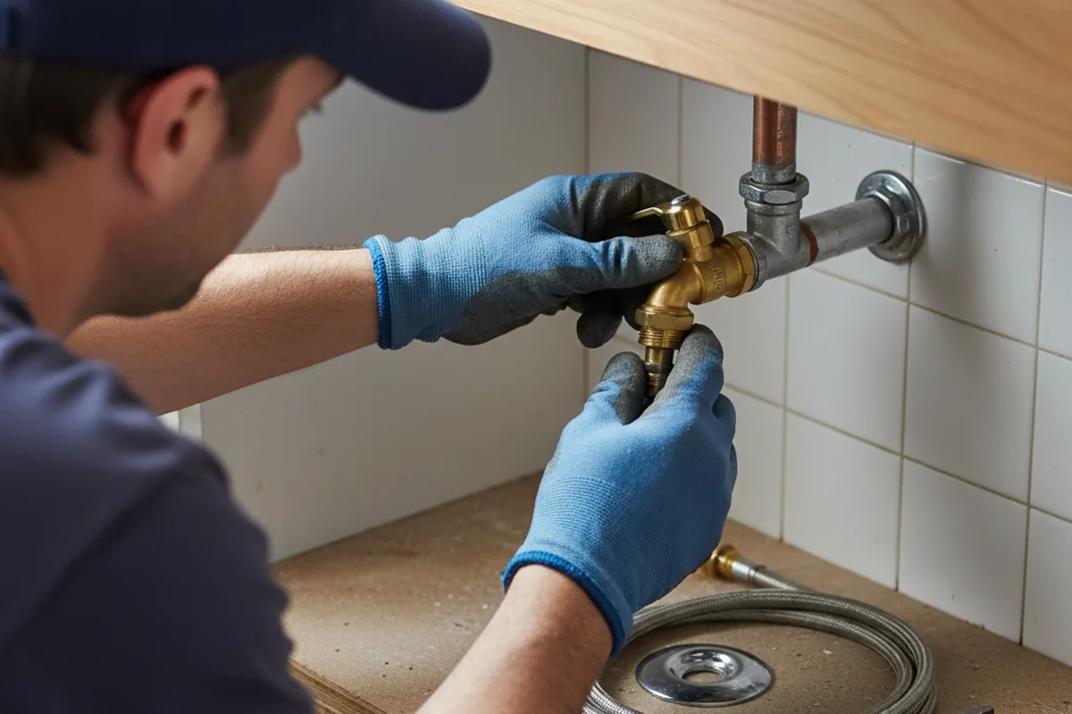 Shutoff valve and fitting work during Burst Pipe Repair in Hunt